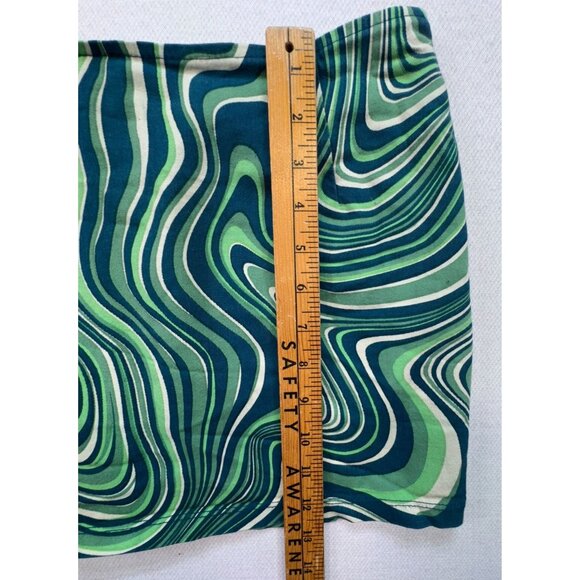 Motel Psychedelic Pattern Mini Skirt Size Small Green & Blue - Picture 4 of 8